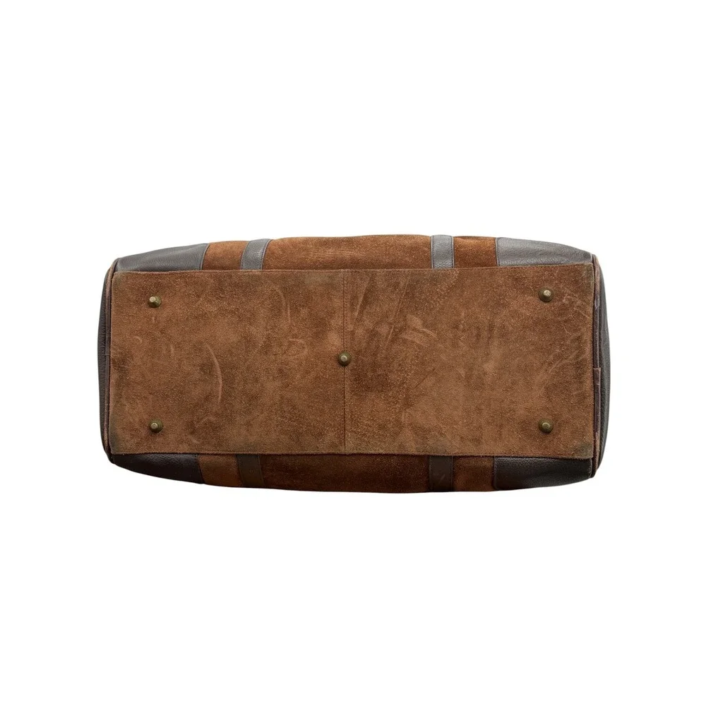 Marlboro Vintage Bag Leather Suede Grit Weekender Duffel Bag Brown Large Travel